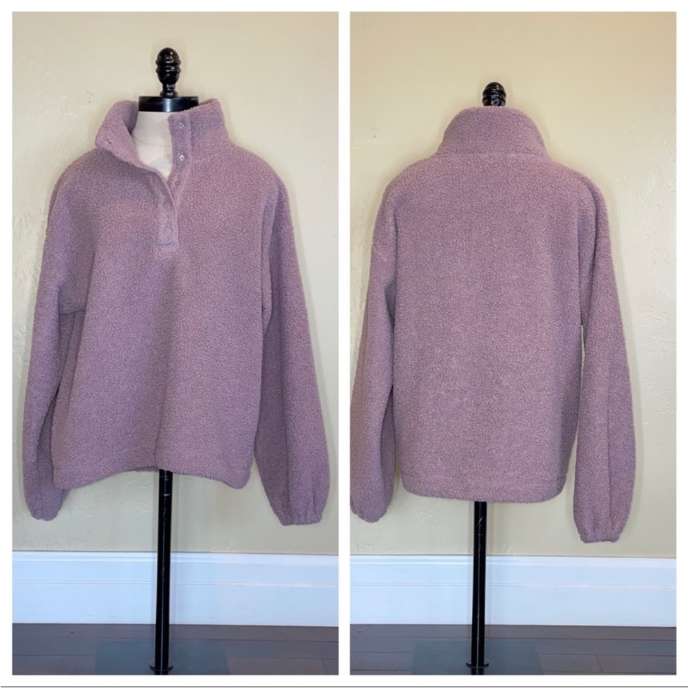 Loft Sherpa Snap Collar Pullover | Lavender